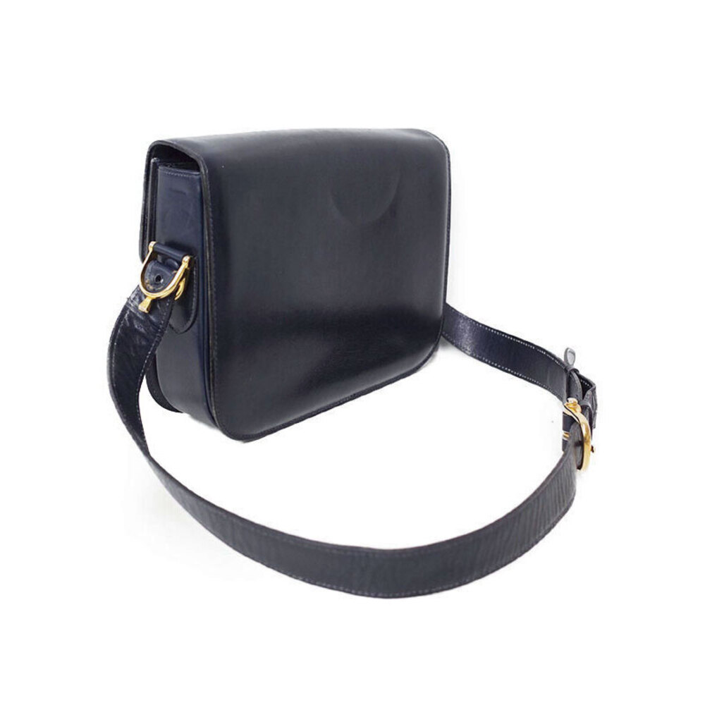 Celine black leather shoulder bag gold tone horse carriage motif - Picture 2 of 9
